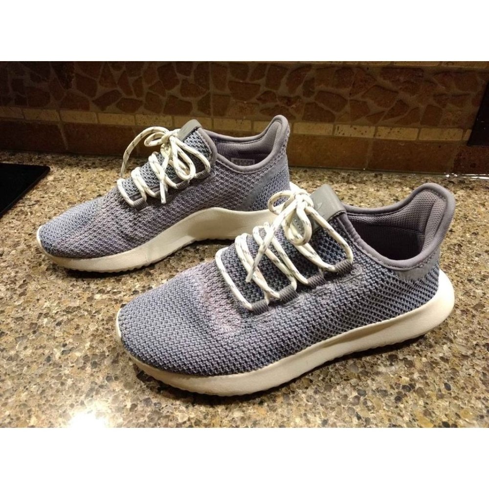 Adidas Shoes Size 4.5 Youth Athletic Tennis Girls Tubular Gray White Sneakers - Picture 4 of 7